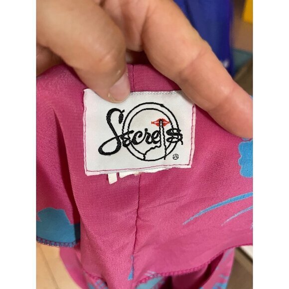 Secrets Vintage Womens Midi Shift Dress Size Large Pink Blue V-Neck Pullover - Picture 4 of 13